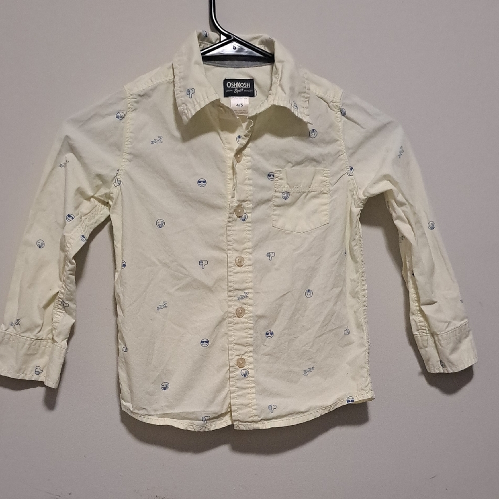 OshKosh B'gosh Cream and Blue Button Down Shirt